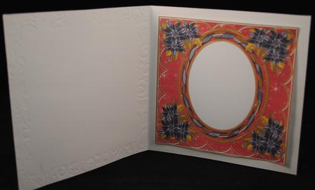 Black Poinsettia Dred 7in Ribbon Oval Insert Panel by Yvonne Middleton