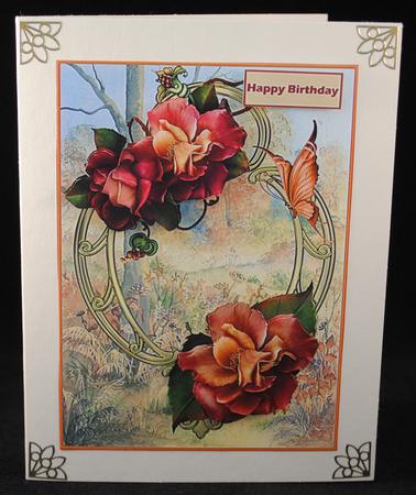 Autumn Rose Card with Decoupage by Yvonne Middleton