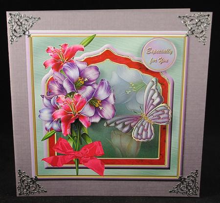 Lilies Fancy Frame Card Front by Yvonne Middleton