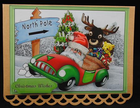 Santa and Moose Delivering the Quick Way by Yvonne Middleton
