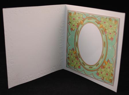 Mint Poinsettia Cream 7in Ribbon Oval Insert Panel by Yvonne Middleton