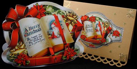 Christmas Gift Book with Red Poinsettias by Yvonne Middleton