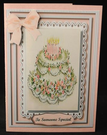 Beautiful Birthday Cake Card and Topper,  by Yvonne Middleton