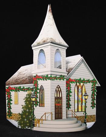 Country Christmas Church Shaped Card by Yvonne Middleton