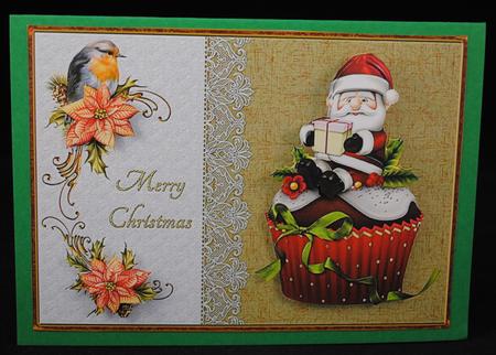 Christmas Cupcake Robin and Poinsettia by Yvonne Middleton
