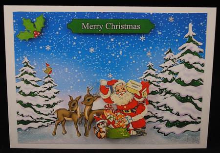 Winter Christmas Scene Santa & Friends Topper & Decoupage by Yvonne Middleton