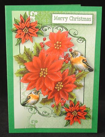 Red Poinsettias with Little Robins by Yvonne Middleton