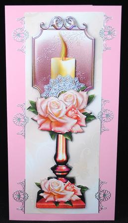 Candle & Pink Roses by Yvonne Middleton