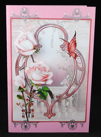 Pink Roseberry Card with Decoupage by Yvonne Middleton