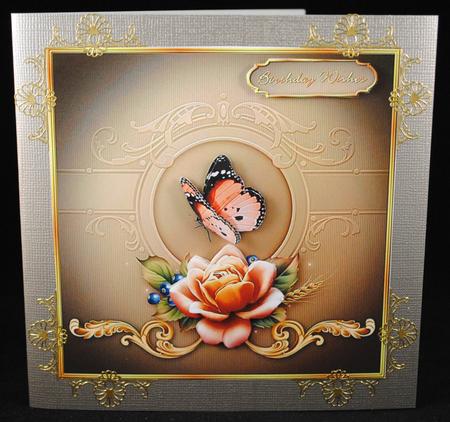 Rosey Rose Square Card Front with Step by Step by Yvonne Middleton