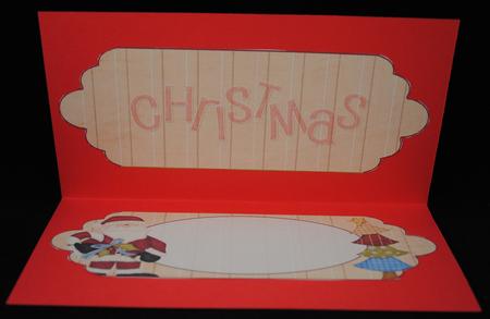 Santa and Tree Scalloped Dl Christmas Card Insert by Yvonne Middleton