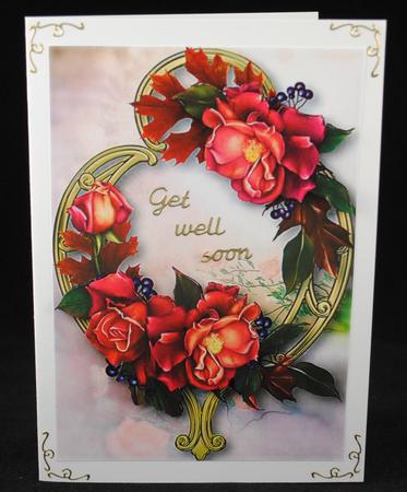 Roses Autumnal on Golden Frame by Yvonne Middleton