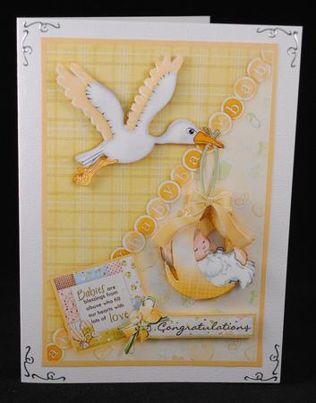 New Baby Boy or Girl & Stork Decoupage by Yvonne Middleton