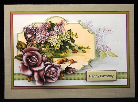 Basket of Lilacs Card with Decoupage by Yvonne Middleton