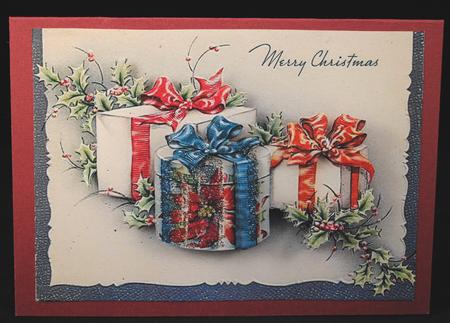 Vintage Presents & Holly Quick Card by Yvonne Middleton