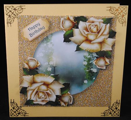 Framed with Glitter - Ivory Roses by Yvonne Middleton