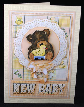 Teddy New Baby Decoupage by Yvonne Middleton