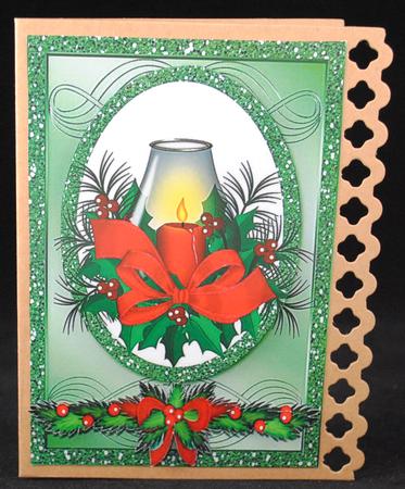 Pretty Candles with Red Bow , Swag Card & Topper by Yvonne Middleton
