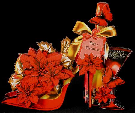 Champagne and Christmas Shoe Shaped Card Kit by Yvonne Middleton