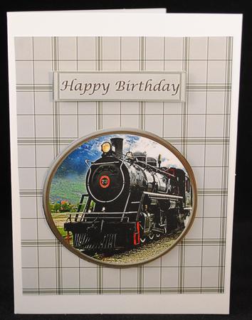Steam Train on Plaid Background by Yvonne Middleton