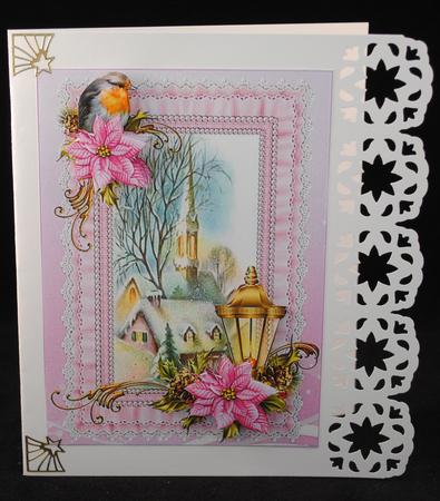 Christmas Church Scene Pink by Yvonne Middleton