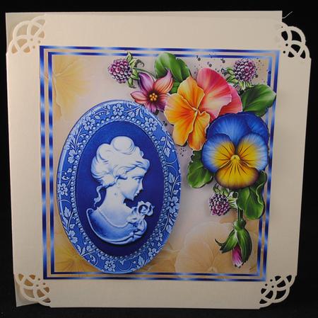 Beautiful Floral Dark Blue Cameo 8x8 Mini Kit by Yvonne Middleton