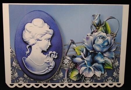 Beautiful Blue Cameo with Roses by Yvonne Middleton