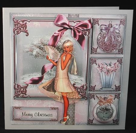 Dusky Pink Deco Christmas Card Front Kit by Yvonne Middleton