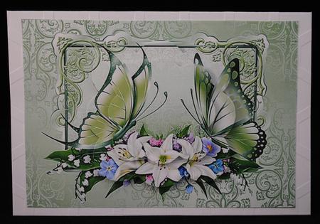 Butterflies and Flowers Scalloped Pyramid by Yvonne Middleton