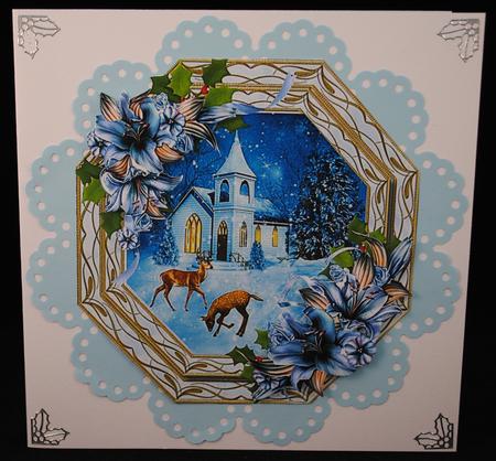 Beautiful Octagonal Church with Stags and Lilles by Yvonne Middleton