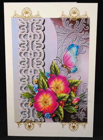 Wavy Edge Card Front Flowers by Yvonne Middleton