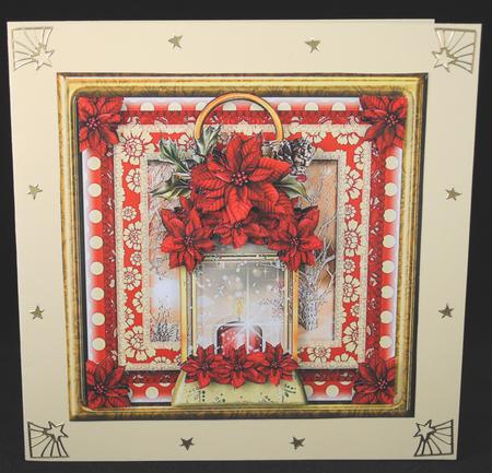 Beautiful Poinsettia Lantern Card Front Kit by Yvonne Middleton