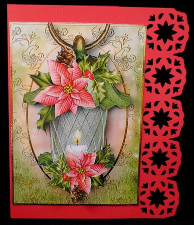 Beautiful Christmas Lantern - Pink Poinsettas by Yvonne Middleton