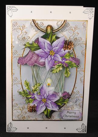 Beautiful Christmas Lantern - Purple Poinsettias by Yvonne Middleton