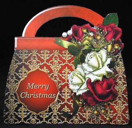 Christmas Roses Handbag Card Mini Kit by Yvonne Middleton