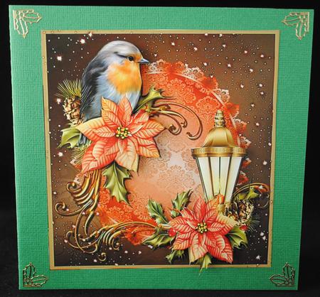 Beautiful Christmas Lantern & Robin 8x8 Mini Kit by Yvonne Middleton