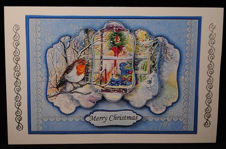 Christmas Robin at the Window 5 Panel Quick Card by Yvonne Middleton
