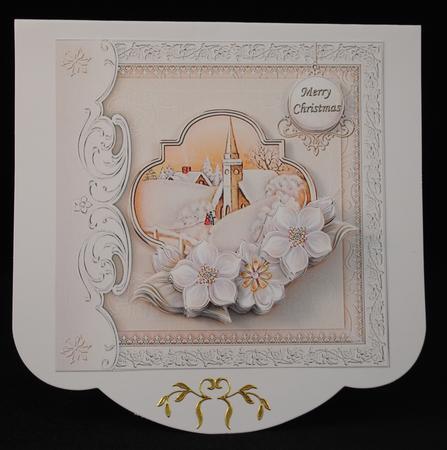 A White Christmas Vintage Church & Florals Decoupage by Yvonne Middleton