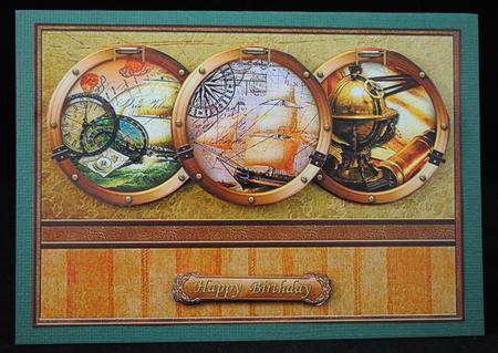 Nautical Ships Vintage 5 Panel Quick Card Male Birthday by Yvonne Middleton