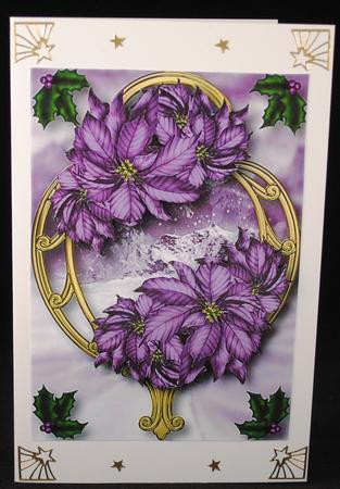 Purple Poinsettias on Golden Frame by Yvonne Middleton