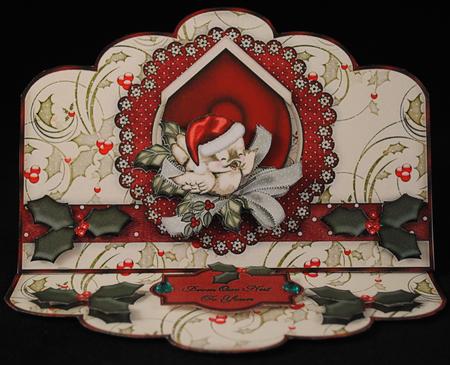 The Christmas Sparrow - Scallop Easel Card Mini-kit by Yvonne Middleton