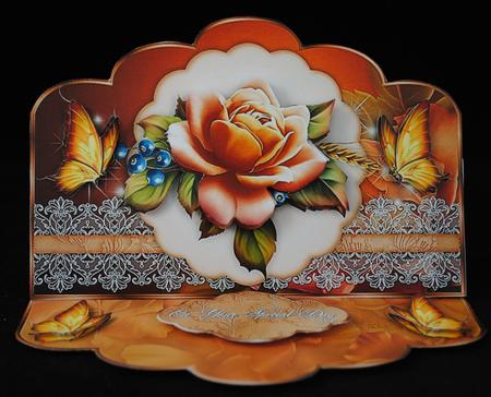 Autumn Rose Scallop Easel Card Mini-kit by Yvonne Middleton