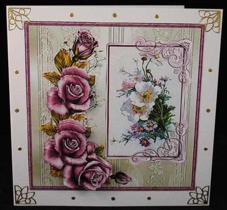 Purple Rose and White Flowers Card by Yvonne Middleton