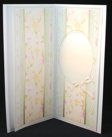Yellow Rose and Lilac Freesias with Lace Matching Dl Insert by Yvonne Middleton