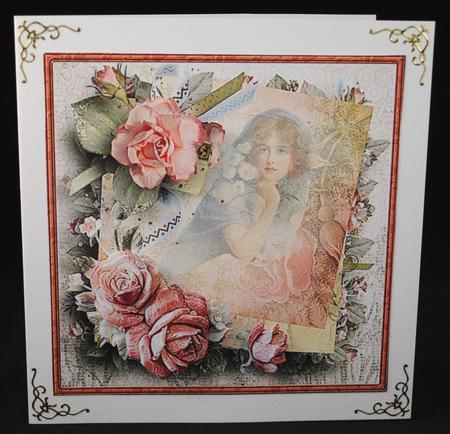 Vintage Rose and Ribbon Card and Decoupage by Yvonne Middleton