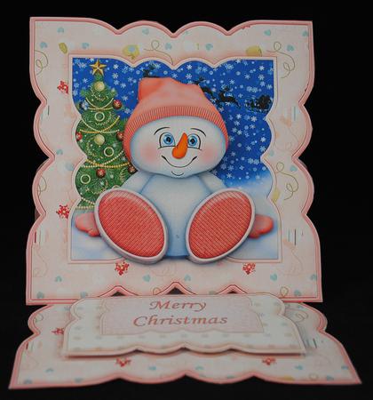 Snow Baby Pink Christmas Easel Card Kit & Decoupage by Yvonne Middleton