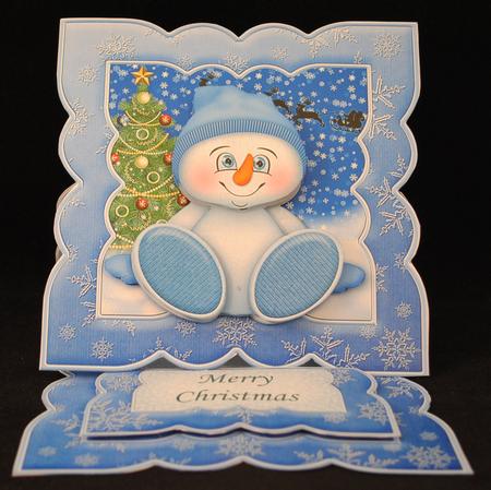 Snow Baby Blue Christmas Easel Card Kit & Decoupage by Yvonne Middleton