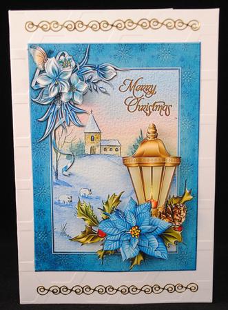 Lantern and Church in Blue 7 x 5 Card Front by Yvonne Middleton