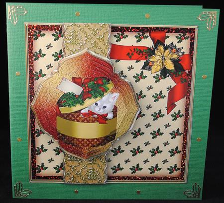 Christmas Kitten Fancy Border Card Mini Kit by Yvonne Middleton
