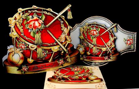 Beautiful Red Christmas Drum with Roses Decoration by Yvonne Middleton